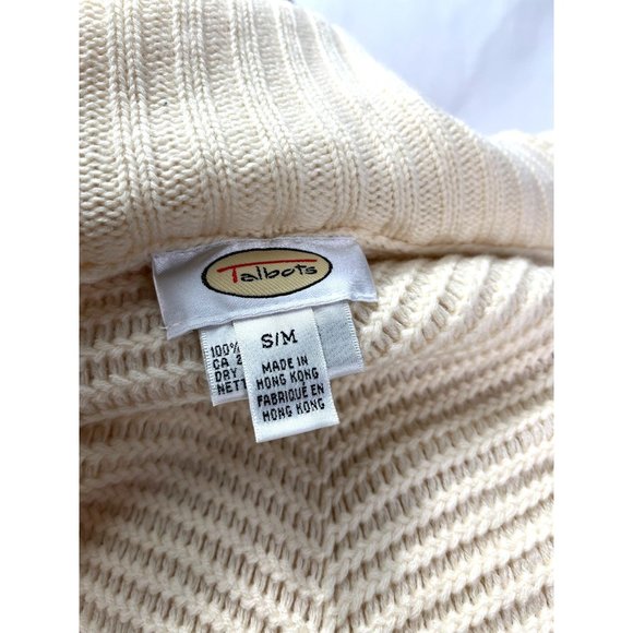 Elevated Boho, Cottage Core Tassle Talbot’s Cream Wool knit Poncho, Women's S/M - Picture 9 of 14